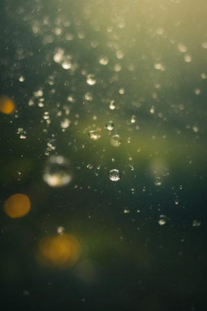 Water drops on glass with bokeh background,abstract backgroundの素材