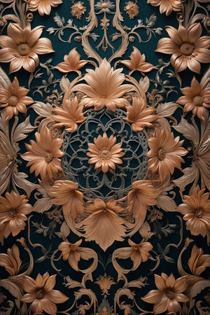 Flower pattern on the wall of the room. Floral background.の素材
