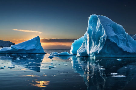 Icebergs in Glacier Lagoon, Ilulissat, Greenlandの素材