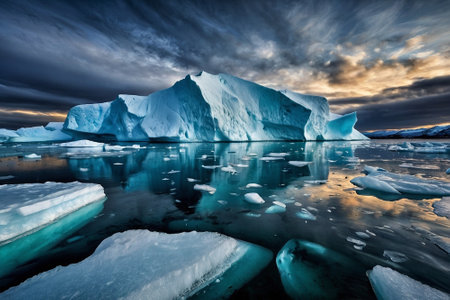 Icebergs in Jokulsarlon glacial lagoon, Icelandの素材