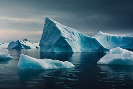 Icebergs in the Antarctic waters, Antarctica. Global warming concept.の素材