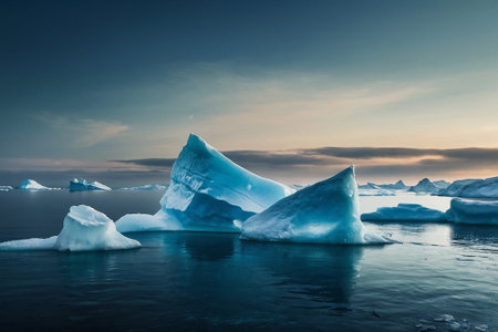 Icebergs in Jokulsarlon glacier lagoon, Icelandの素材