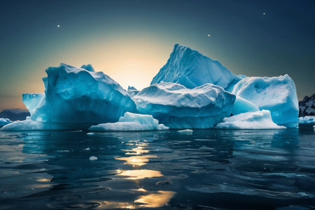 Icebergs in Glacier Lagoon, Ilulissat, Greenlandの素材