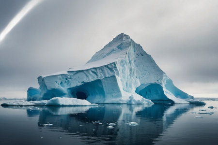 Antarctic landscape with icebergs, ice floes and icebergsの素材