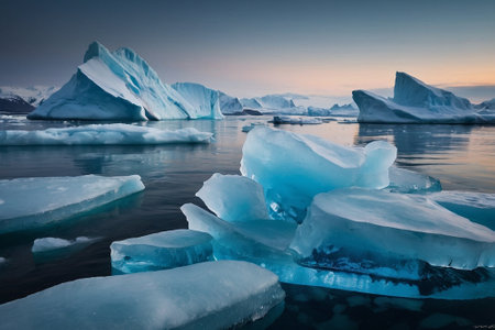 Icebergs in Jokulsarlon glacier lagoon, Icelandの素材