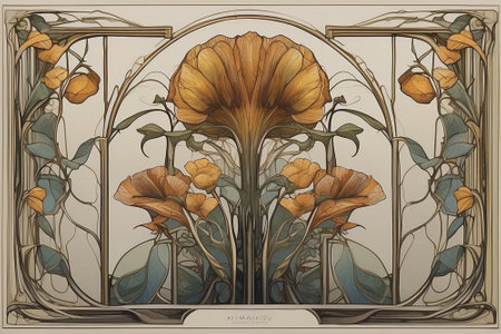 Art Nouveau floral background. Hand drawn vector illustration for your design.の素材
