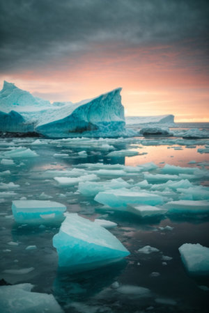 Icebergs in Jokulsarlon glacial lagoon, Icelandの素材