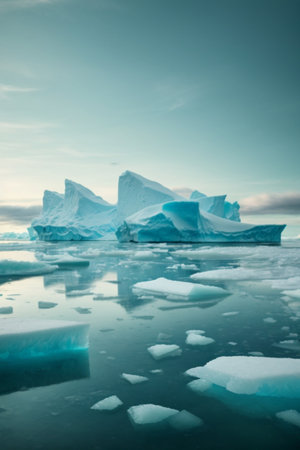 Icebergs in the Jokulsarlon glacier lagoon, Icelandの素材