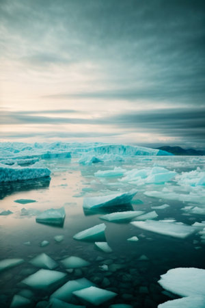 Icebergs floating in Jokulsarlon glacial lagoon, Icelandの素材