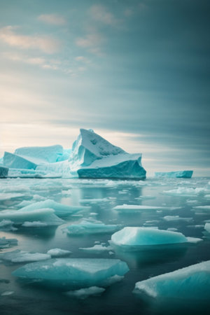 Ice formations and icebergs in Glacier Lagoon, Iceland, Europeの素材