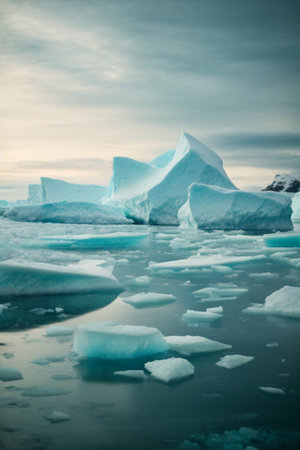 Icebergs in Jokulsarlon glacier lagoon, Icelandの素材
