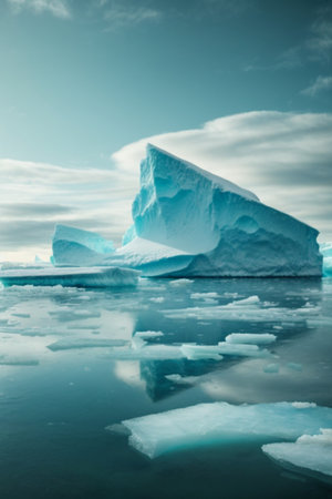 Icebergs in the ocean. Global warming concept. Toned.の素材