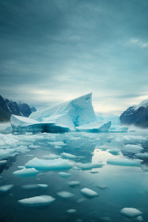 Icebergs in the Jokulsarlon glacier lagoon, Icelandの素材