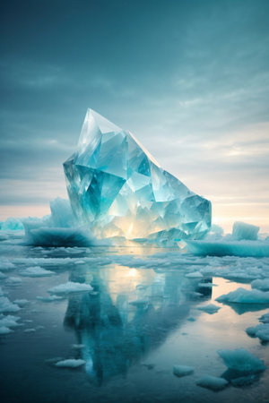 Iceberg on Jokulsarlon glacial lagoon, Icelandの素材