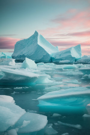 Icebergs floating in Jokulsarlon glacial lagoon, Icelandの素材