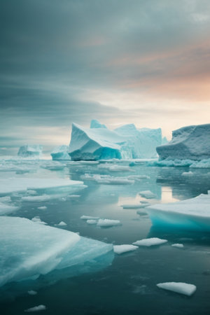 Icebergs in Jokulsarlon glacial lagoon, Icelandの素材