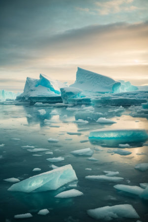 Icebergs floating on Jokulsarlon glacial lagoon, Icelandの素材