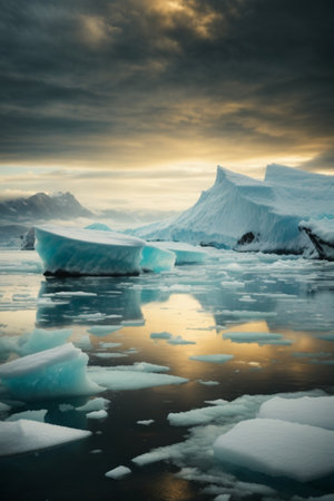 Icebergs in Jokulsarlon glacier lagoon, Icelandの素材