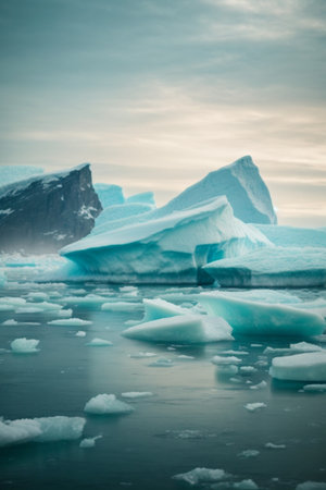 Icebergs in Jokulsarlon glacier lagoon, Icelandの素材