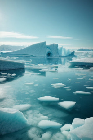 Icebergs in the Jokulsarlon glacier lagoon, Icelandの素材