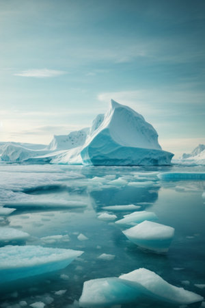 Icebergs in Antarctica. Global warming and climate change concept.の素材
