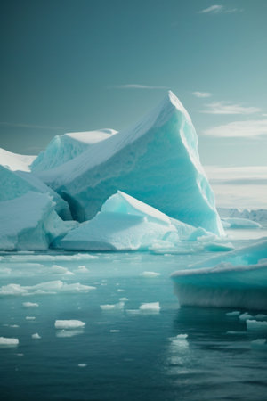 Icebergs in the Jokulsarlon glacier lagoon, Icelandの素材