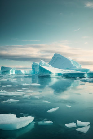 Icebergs in Jokulsarlon glacier lagoon, Icelandの素材