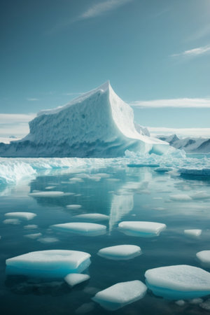 Icebergs in the glacial lagoon of Ilulissat, Greenlandの素材