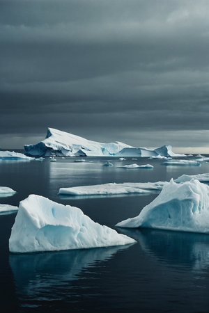 Icebergs floating in Glacier Lagoon, Antarctic Peninsula, Antarcticaの素材