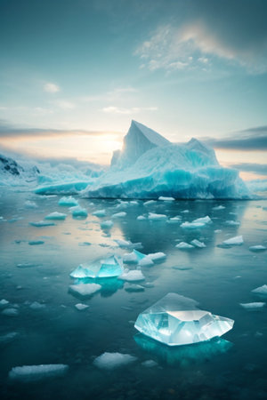 Iceberg in Jokulsarlon glacier lagoon, Icelandの素材