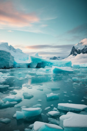 Icebergs in Jokulsarlon glacier lagoon, Icelandの素材