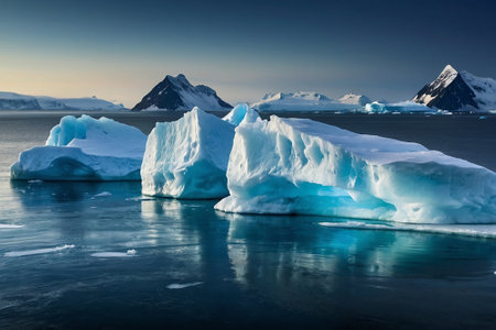 Icebergs in Glacier Lagoon, Ilulissat, Greenlandの素材