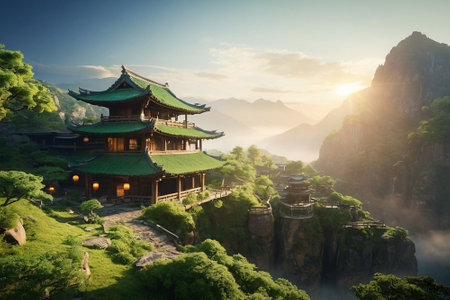 Beautiful temple in south korea Daegwallyeongの素材