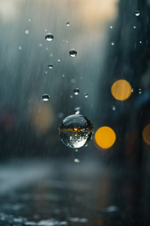 raindrops on the glass with bokeh background, shallow depth of fieldの素材
