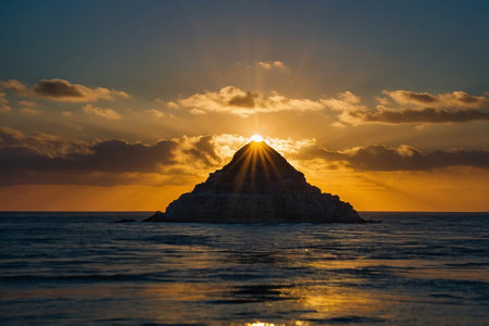 Sunset over the island of Zakynthos, Greece.の素材