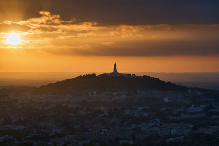 Sunset over the city of Rethymno, Crete, Greeceの素材