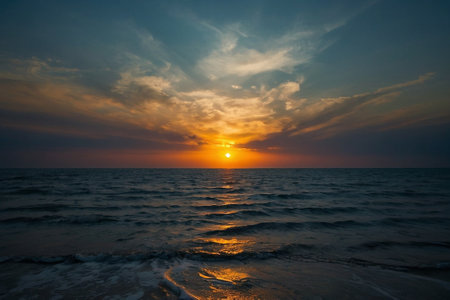 Beautiful sunset over the sea. Sunset over the sea. Beautiful sunset over the sea.の素材