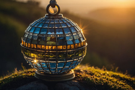 Globe in the morning light with beautiful bokeh background.の素材