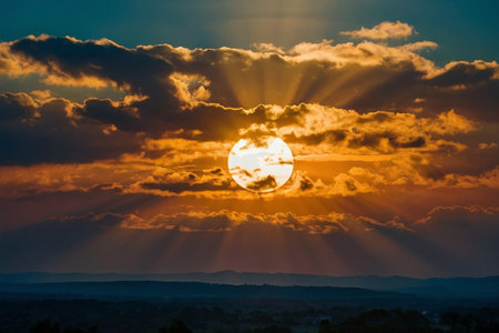 Sunset over the mountains in the countryside of Brazil, South Americaの素材