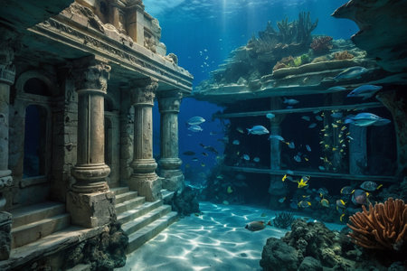 Wonderful underwater world with corals and tropical fish. Underwater world.の素材