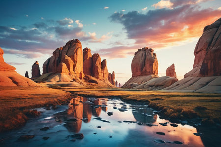 Monument Valley at sunset, Arizona, USA. Beauty world.の素材