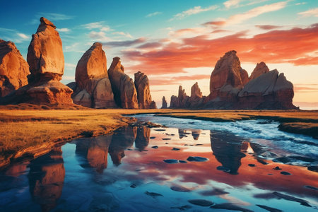 Fantastic sunset in Arches National Park, Utah, USAの素材