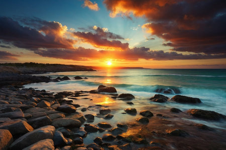 Beautiful seascape at sunset. Composition of nature.の素材