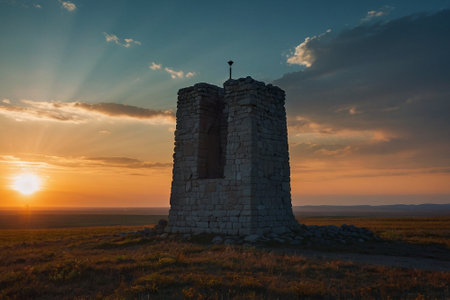 Sunset over the church of St. John of Nepomuk in Armeniaの素材