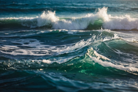 Beautiful waves in the sea. The concept of water sports and recreationの素材