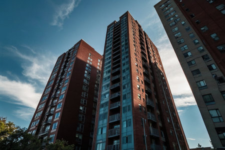 Apartment buildings in the city of Boston, Massachusetts, USA.の素材