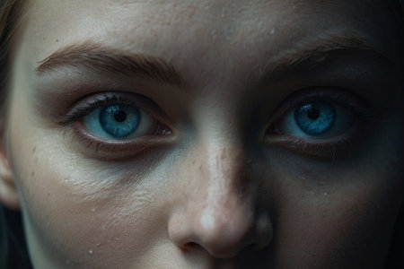 Portrait of a girl with blue eyes. Close-up.の素材