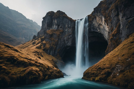 Famous Seljalandsfoss waterfall in South Iceland.の素材