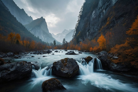 Waterfall in autumn, Yosemite National Park, California, USA