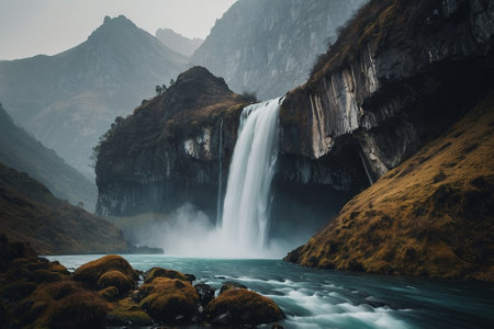 Skogafoss waterfall in South Iceland, Europe. Long exposureの素材